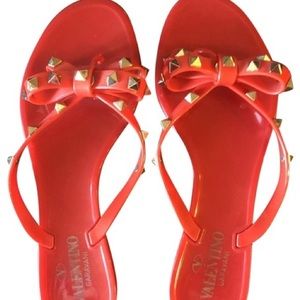 Valentino red rock stud jelly thong sandals